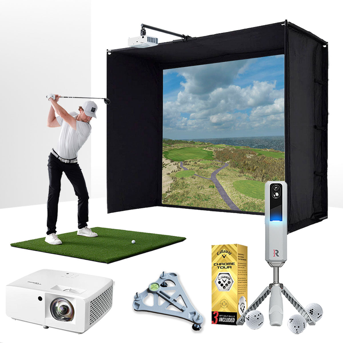 Rapsodo MLM2PRO with PlayBetter SimStudio™ BYO (Build Your Own) Package – Custom Home Golf Simulator Studio Builder with Impact Screen, Enclosure, Optional Mats, Projector & More